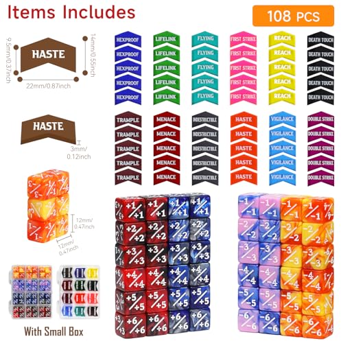 108PCS 12mm MTG Counter Dice +1