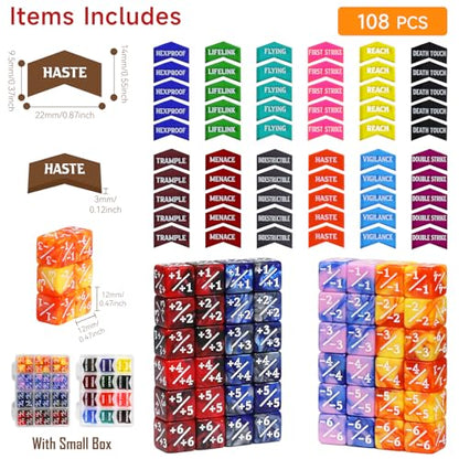108PCS 12mm MTG Counter Dice +1