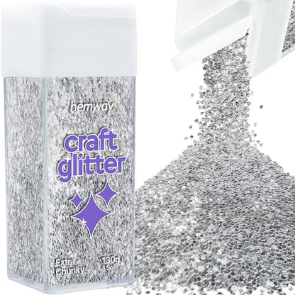 Craft Glitter Shaker Silver 130g Extra Chunky (4.5 Ounce)