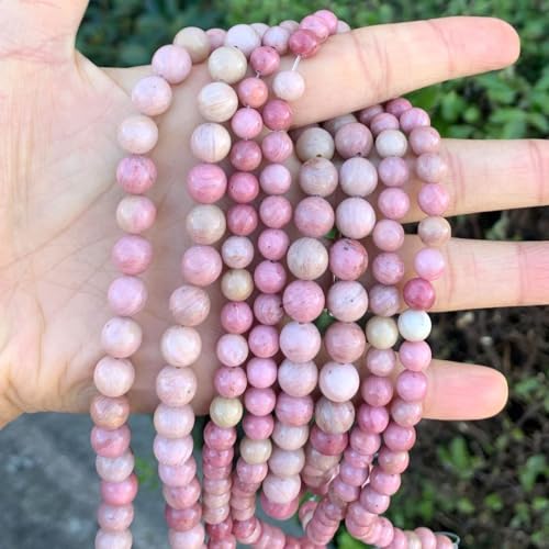 70pcs Adabele Natural Pink Rhodonite Gemstone 10mm Round Beads (72 Count)