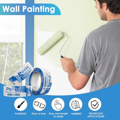 32Roll Blue Painters Tape 1.5 Inch Wide Bulk Masking Paint Tape 1.41inx55yd (5280 Foot)