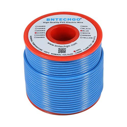 22 Gauge PVC Solid Electric Wire Blue 100 ft Hookup Wire