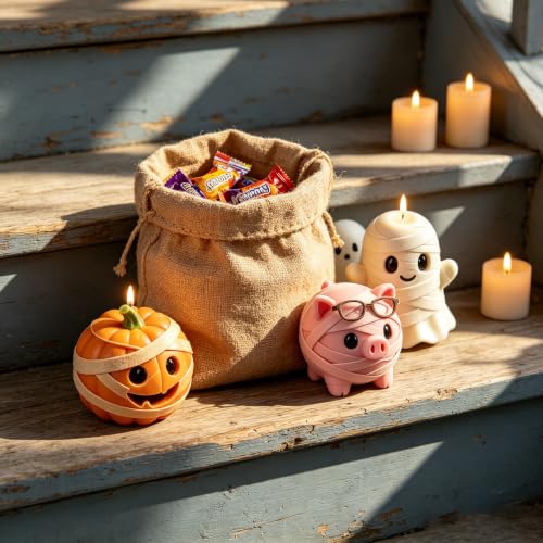 3Pcs 3D Halloween Silicone Molds Pumpkin Ghost Pig for Candle Resin Soap (3 Count)