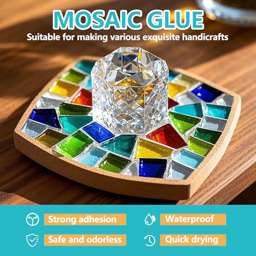 Mosaic Glue 2 Pack 120ml Waterproof Adhesive for DIY Crafts (2 Fl Oz)