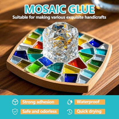 Mosaic Glue 2 Pack 120ml Waterproof Adhesive for DIY Crafts (2 Fl Oz)