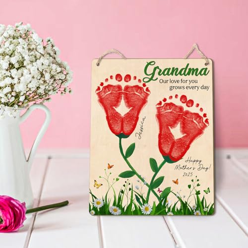 DIY Custom Baby Footprint Flowers Art Craft Gifts for Grandma