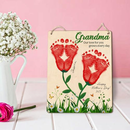 DIY Custom Baby Footprint Flowers Art Craft Gifts for Grandma