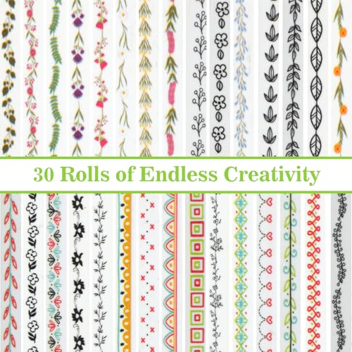 30 Rolls Floral Washi Tapes Set (30 Count)