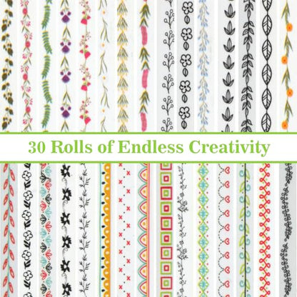 30 Rolls Floral Washi Tapes Set (30 Count)