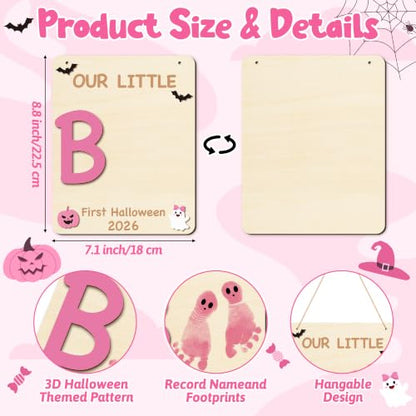 R HOSRE 3D Halloween Baby's Footprint DIY Art Craft with Ink Pad for Decor (4 Count)
