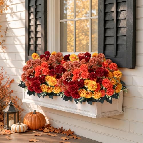Fake Mums Artificial Fall Flowers for Outdoors Outside Decorations