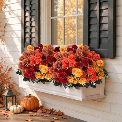 Fake Mums Artificial Fall Flowers for Outdoors Outside Decorations