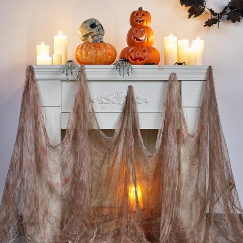 Halloween Cheese cloth 70.87 x 196.85 Inch Light Bloody Cheesecloth Roll for Crafts Large Cotton Muslin Gauze Fabric for Halloween Outdoor & Indoor Spooky Decoration