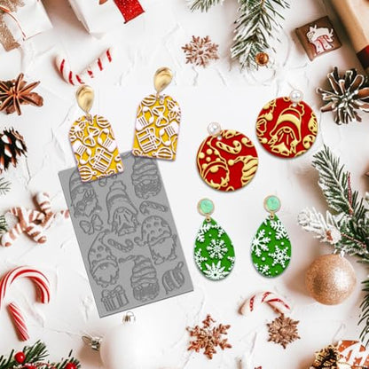 4PCS Christmas Polymer Clay Texture Sheets Set for Using with Clay Cutters (4 Count)
