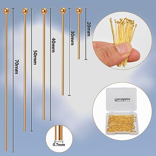 100pcs 18K Gold Filled Ball Pins Non Tarnish Craft Earring Bracelet Jewelry Making Accessories Supplies (100 Count)