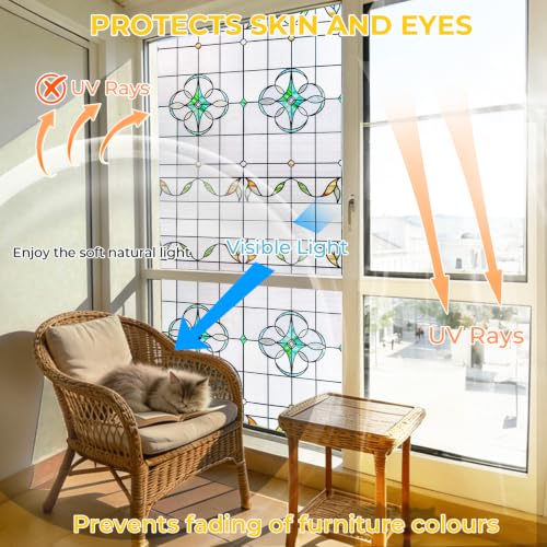 3D Stained Glass Window Privacy Film Decorative Non