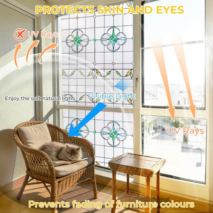 3D Stained Glass Window Privacy Film Decorative Non