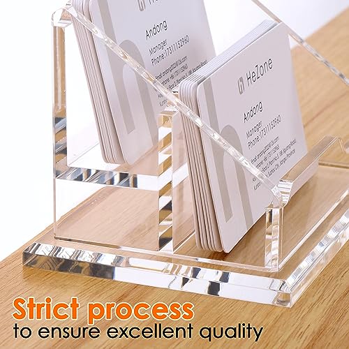 Acrylic Business Card Holder For Desk Clear Business Card Display Stand 2 Tier 2 Slots Business Cards Holders for Men And Woman