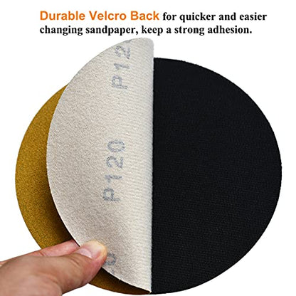 6-Inch No-Hole Hook and Loop Gold Sanding Discs 120-Grit, 100-Pack (100 Count)