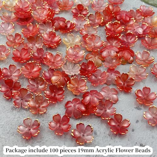100pcs Acrylic Flower Beads (100 Count)