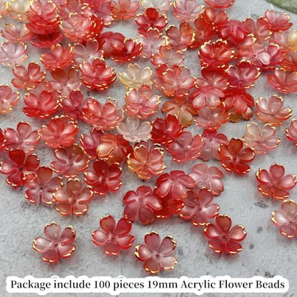 100pcs Acrylic Flower Beads (100 Count)