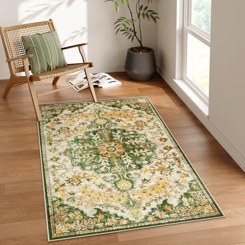 Reine Bohemian Floral Medallion Area Rug