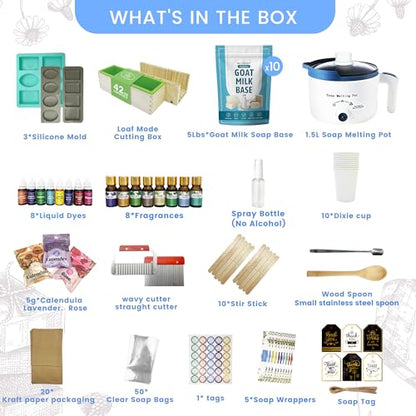 Deluxe Goat Milk Soap Making Kit with All Suuplies for Adults Begineer