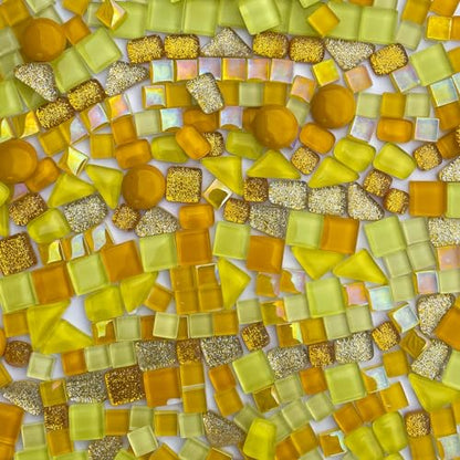 1.1LB Yellow Mixed Irregular Crystal Glass Mosaic Tiles for Crafts (17.6 Ounce)