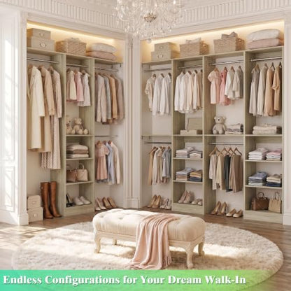 4FT Small Closet Organizer System with 4 Hanging Rods & 3 Shelves