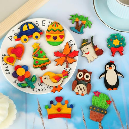 48 Pcs DIY Wooden Magnets