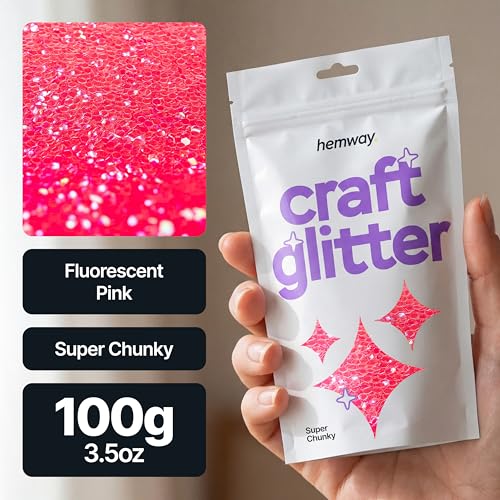 Craft Glitter Fluorescent Neon Pink 100g Super Chunky Glitter (3.5274 Ounce)