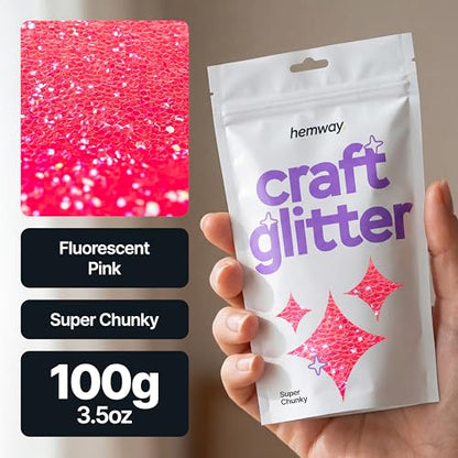 Craft Glitter Fluorescent Neon Pink 100g Super Chunky Glitter (3.5274 Ounce)