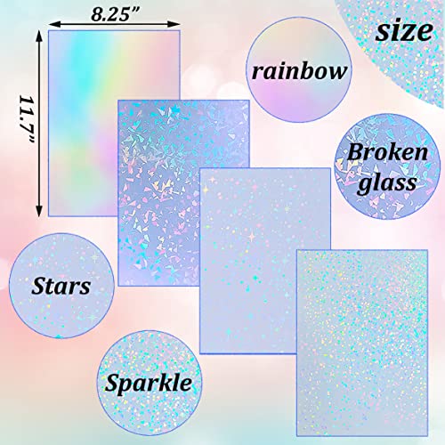 36 Sheets Holographic Sticker Paper Clear Self (36 Count)