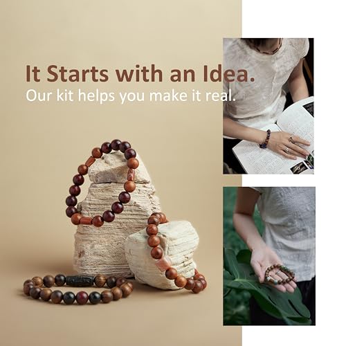 DIY Bracelet Making Kit Natural Wooden Stone Beads Gift Craft (296 Count)