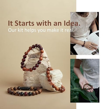 DIY Bracelet Making Kit Natural Wooden Stone Beads Gift Craft (296 Count)