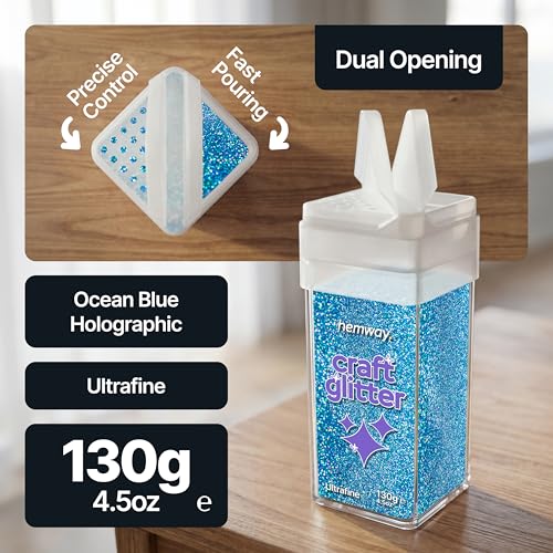 Craft Glitter Shaker Ocean Blue Holographic 130g Ultrafine (4.5 Ounce)