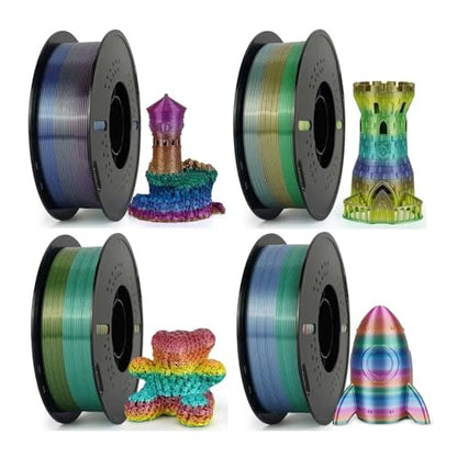 4KG lot Silk PLA Filament Rainbow Pla 1.75mm 3D Printing Material for 3D Printers 3D Pens 1KG No Bubble