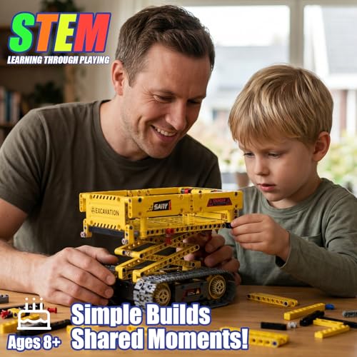 5-in-1 RC Excavator Building Kit for Kids 6+ | STEM Toys|555pcs App/Remote Controlled Excavator Kit | for Boys & Girls Ages 6+ | Rechargeable l Coding Robot Toy