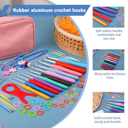Crochet Hook Set 120Pcs Crochet Needles Kit Ergonomic Soft Grip Handles (120 Count)