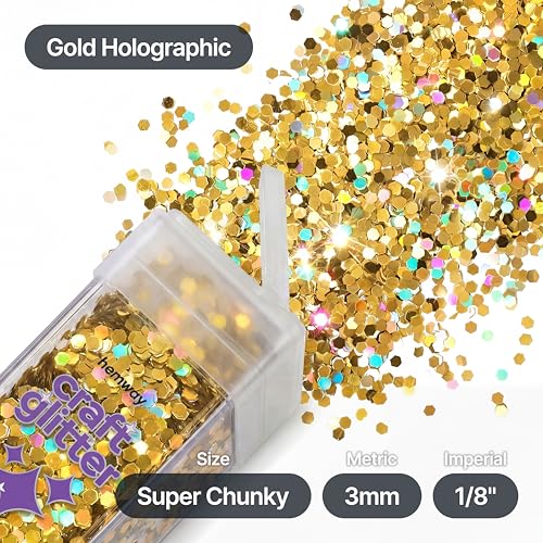 Craft Glitter Shaker Gold Holographic 110g Super Chunky (3.85 Ounce)