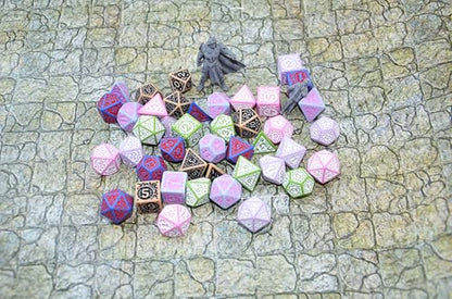 Retro Polyhedral Dice Sets with Pouches for D&D DND RPG MTG Dungeon and Dragons Table Board Roll Playing Games D4 D6 D8 D10 D% D12 D20
