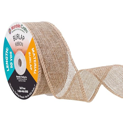 1 1 2 Inch Wide Natural Burlap Ribbon for Crafts (60 Foot)