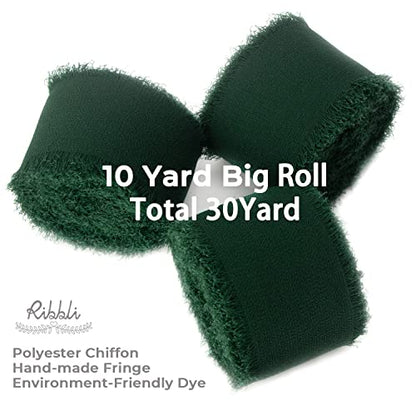 Forest Green Chiffon Silk Ribbon (90 Foot)