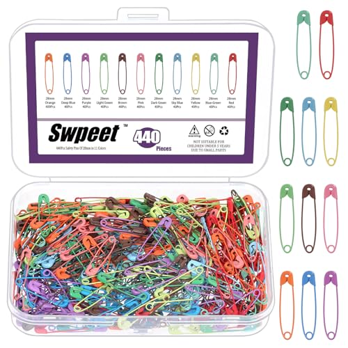 440Pcs 28mm 1.11 Inch Colorful Safety Pins Assortment Kit