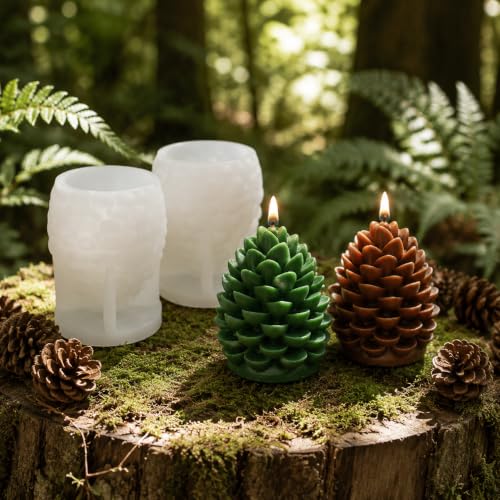 2 Pack Christmas 3D Pinecone Silicone Candle Molds
