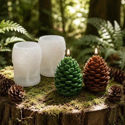 2 Pack Christmas 3D Pinecone Silicone Candle Molds