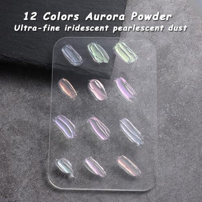 12 Jars Mermaid Chrome Nail Powder (2.7 Ounce)
