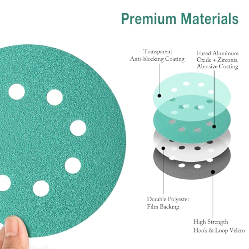 5-Inch 8-Hole Wet Dry Sanding Discs 1000 Grit Sandpaper, 50-Pack (50 Count)