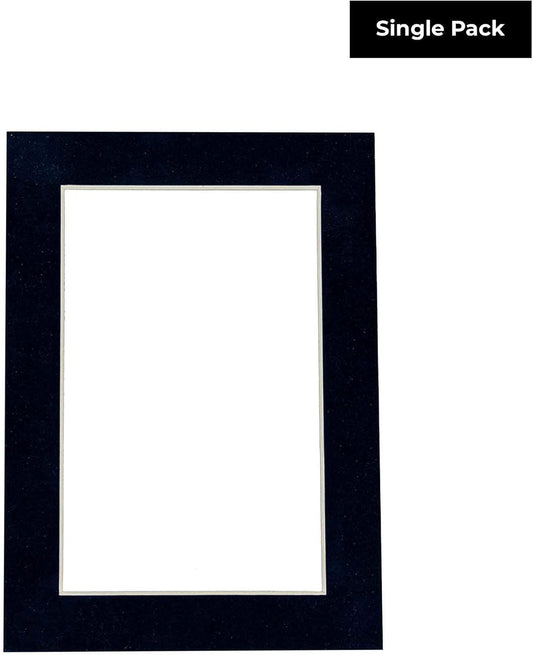 11x14 Mat Bevel Cut for 8.5x11 Photos - Acid Free Navy Suede Precut Matboard With Backing Board and Crystal Clear, Self Seal Mat Bag - For Pictures, Framing - 4-ply Thickness