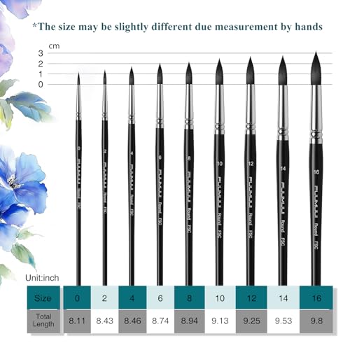 Watercolor Brushes Professional (9 Count)